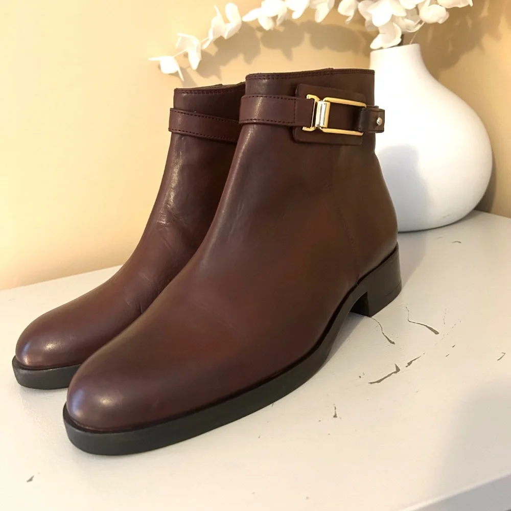 Like New La Canadienne Brown Leather Ankle Boot with Buckle Strap Size 36 - Picture 8 of 16